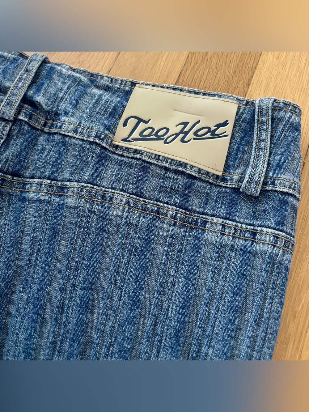 Too Hot Vintage 2000s Ribbed Flare Jeans Low Rise Size 11 12 Stretch Denim - Picture 2 of 14